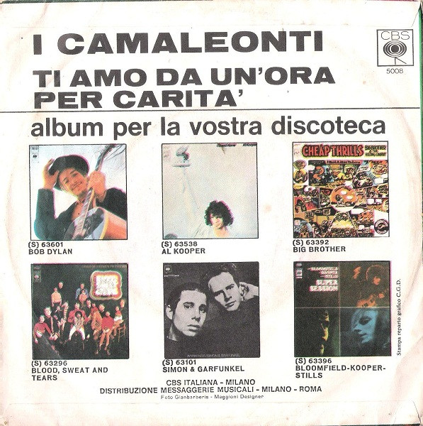 I Camaleonti - Ti Amo Da Un'Ora | CBS (5008) - 2