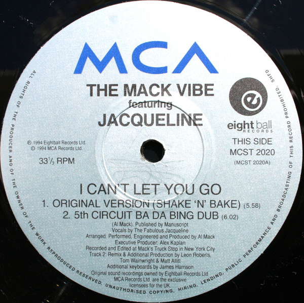 The Mack Vibe Featuring Jacqueline - I Can't Let You Go | MCA Records (MCST 2020) - 3