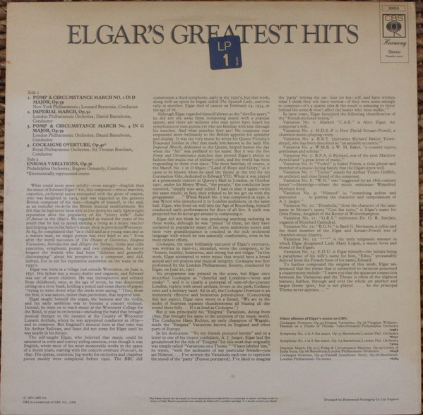 Sir Edward Elgar - Elgar's Greatest Hits | CBS (30055) - 3