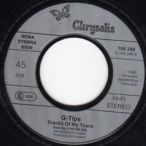 The Q Tips Featuring Paul Young - Tracks Of My Tears | Chrysalis (106 340) - 3