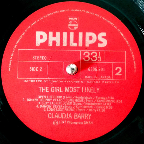 Claudja Barry - The Girl Most Likely [Vinyl] | Philips (6306.201) - 3