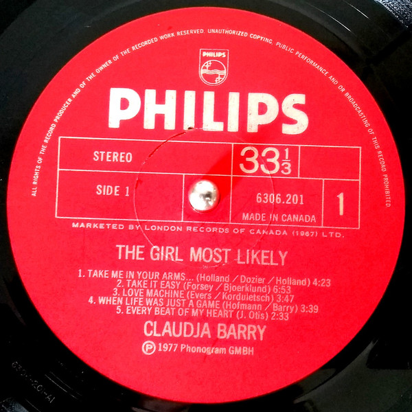 Claudja Barry - The Girl Most Likely [Vinyl] | Philips (6306.201) - 2