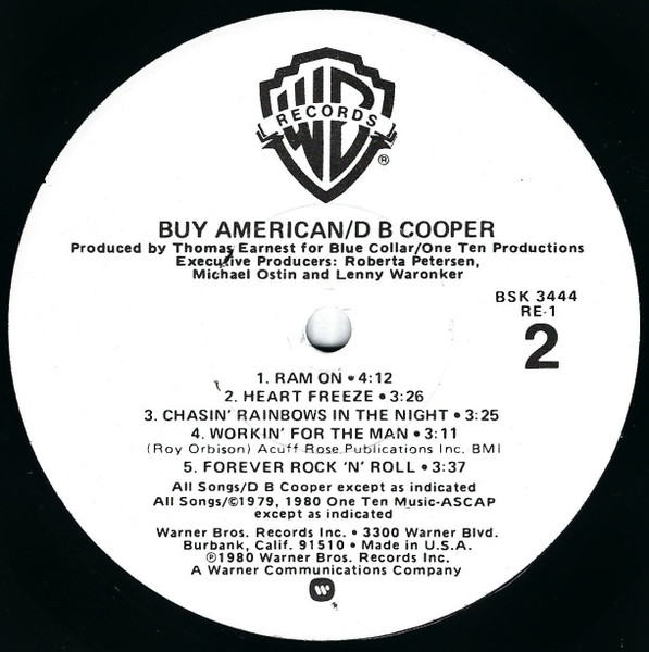 DB Cooper - Buy American | Warner Bros. Records (BSK 3444) - 4