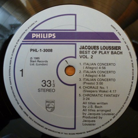 Jacques Loussier - The Best Of Play Bach Volume 2 | Philips (PHL 1 3008) - 2