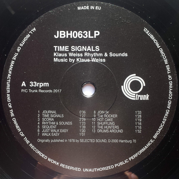 Klaus Weiss Rhythm & Sounds - Time Signals | Trunk Records (JBH063LP) - 3 Klaus Weiss Rhythm & Sounds - Time Signals | Trunk Records (JBH063LP) - 3