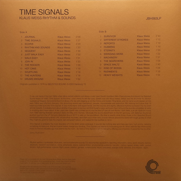Klaus Weiss Rhythm & Sounds - Time Signals | Trunk Records (JBH063LP) - 2 Klaus Weiss Rhythm & Sounds - Time Signals | Trunk Records (JBH063LP) - 2