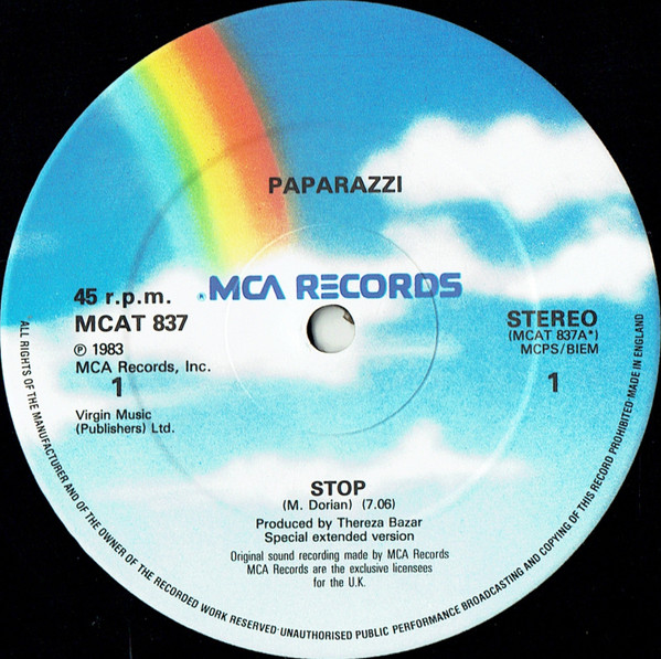 Paparazzi - Stop | MCA Records (MCAT 837) - 3