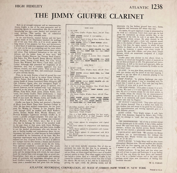Jimmy Giuffre - The Jimmy Giuffre Clarinet | Atlantic (1238) - 2