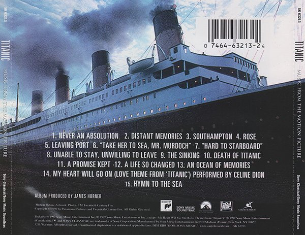 James Horner - Titanic (Music From The Motion Picture) | Sony Classical (SK 63213) - 2 James Horner - Titanic (Music From The Motion Picture) | Sony Classical (SK 63213) - 2