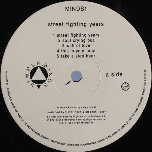 Simple Minds - Street Fighting Years | Virgin (MINDS1) - 3 Simple Minds - Street Fighting Years | Virgin (MINDS1) - 3
