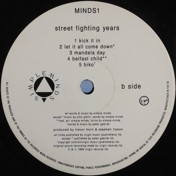 Simple Minds - Street Fighting Years | Virgin (MINDS1) - 4 Simple Minds - Street Fighting Years | Virgin (MINDS1) - 4