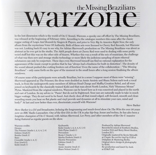 Missing Brazilians - Warzone | On-U Sound (ONULP34C) - 2