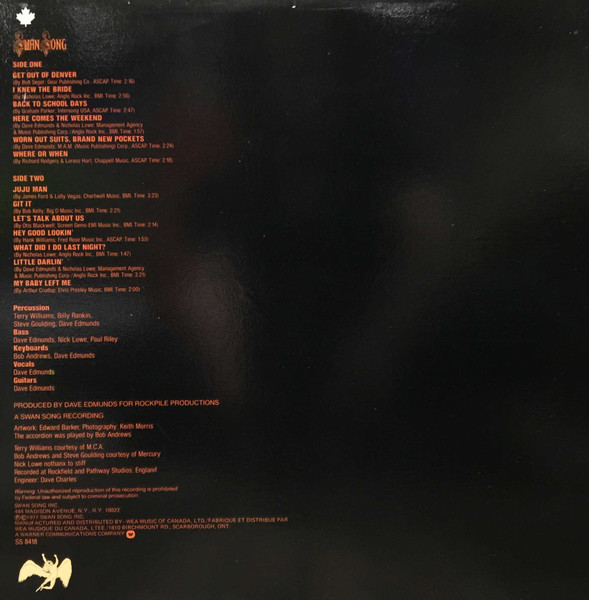 Dave Edmunds - Get It | Swan Song (SS 8418) - 2 Dave Edmunds - Get It | Swan Song (SS 8418) - 2