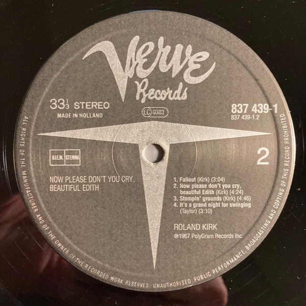 Roland Kirk - Now Please Don't You Cry, Beautiful Edith | Verve Records (837 439-1) - 4 Roland Kirk - Now Please Don't You Cry, Beautiful Edith | Verve Records (837 439-1) - 4