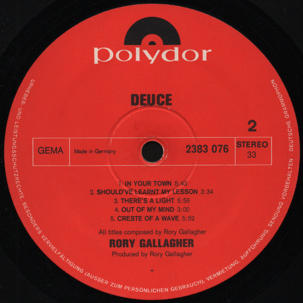 Rory Gallagher - Deuce | Polydor (2383 076) - 4 Rory Gallagher - Deuce | Polydor (2383 076) - 4