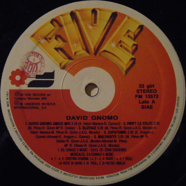 Cristina D'Avena , Various - David Gnomo Amico Mio | Five (FM 13572) - 3