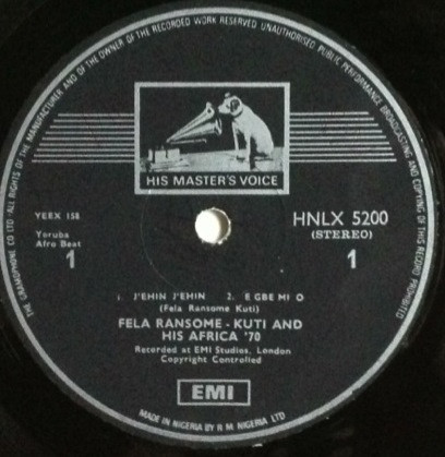 Fela Kuti And His Africa 70 - Fela's London Scene | His Master's Voice (HNLX 5200) - 3