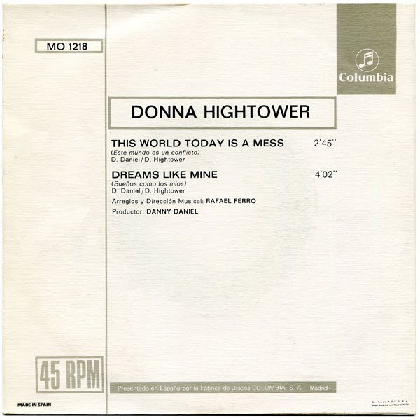 Donna Hightower - This World Today Is A Mess | Columbia (MO 1218) - 2