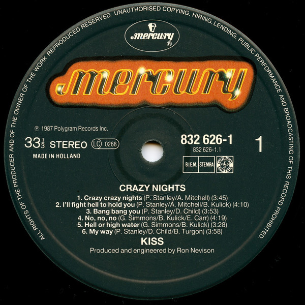 Kiss - Crazy Nights | Mercury (832 626-1) - 3