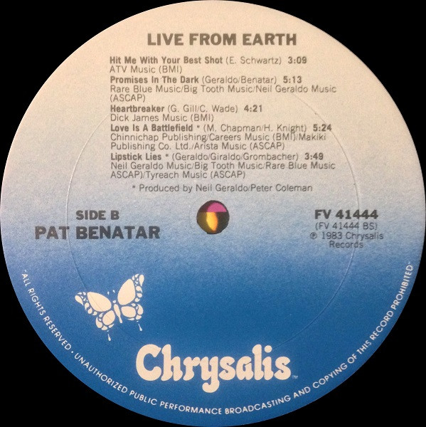 Pat Benatar - Live From Earth | Chrysalis (FV 41444) - 4 Pat Benatar - Live From Earth | Chrysalis (FV 41444) - 4