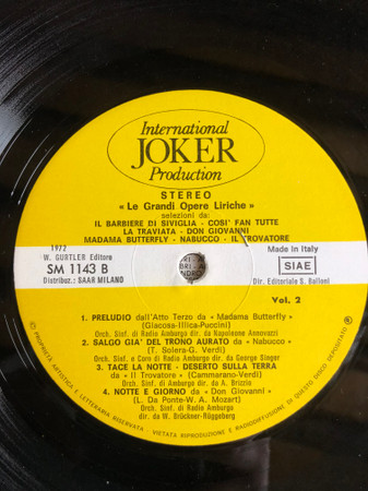 Various - Le Grandi Opere Liriche Volume Secondo | International Joker Production (SM 1143) - 3