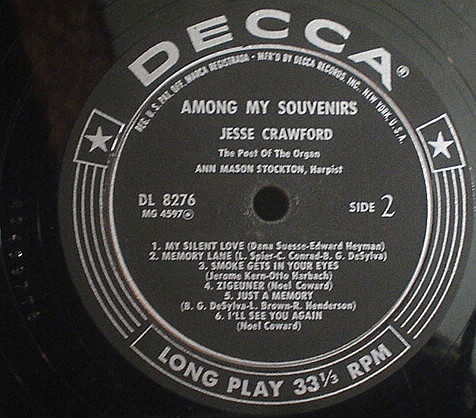 Jesse Crawford - Among My Souvenirs | Decca (DL 8276) - 3