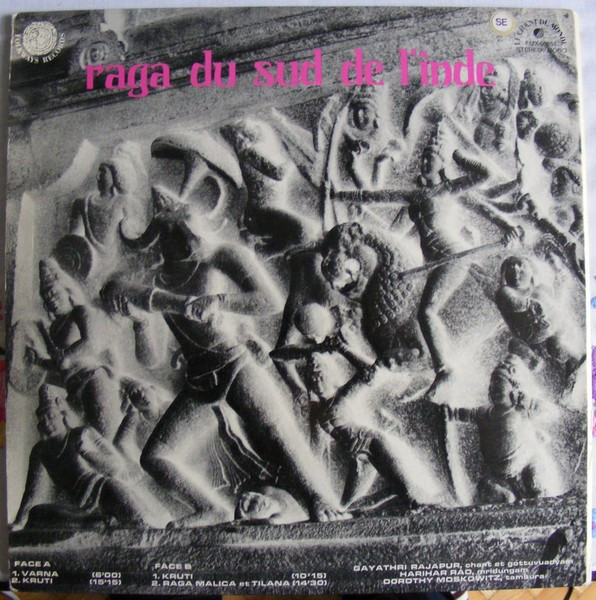 Gayathri Rajapur / Harihar Rao / Dorothy Moskowitz - Raga Du Sud De L'Inde | Folkways Records (FWX 58854) - 3 Gayathri Rajapur / Harihar Rao / Dorothy Moskowitz - Raga Du Sud De L'Inde | Folkways Records (FWX 58854) - 3