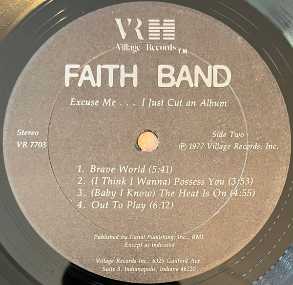 Faith Band - Excuse Me... I Just Cut An Album | Village Records (VR-7703) - 4