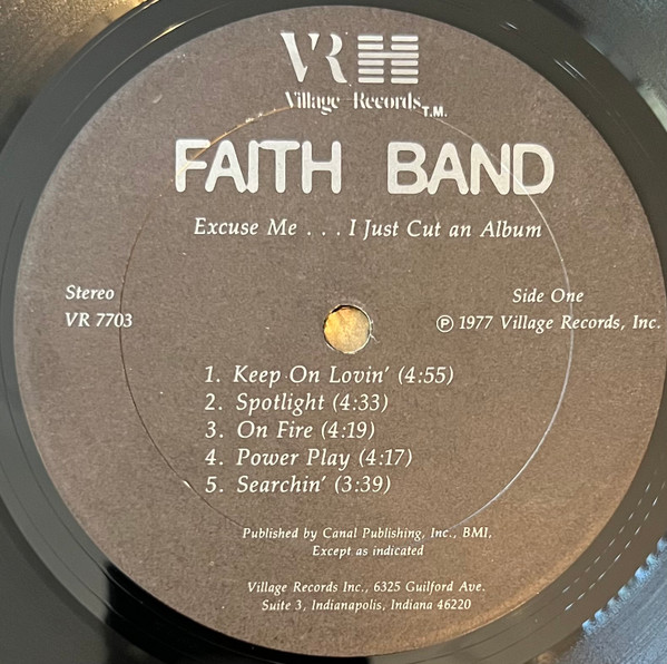 Faith Band - Excuse Me... I Just Cut An Album | Village Records (VR-7703) - 3
