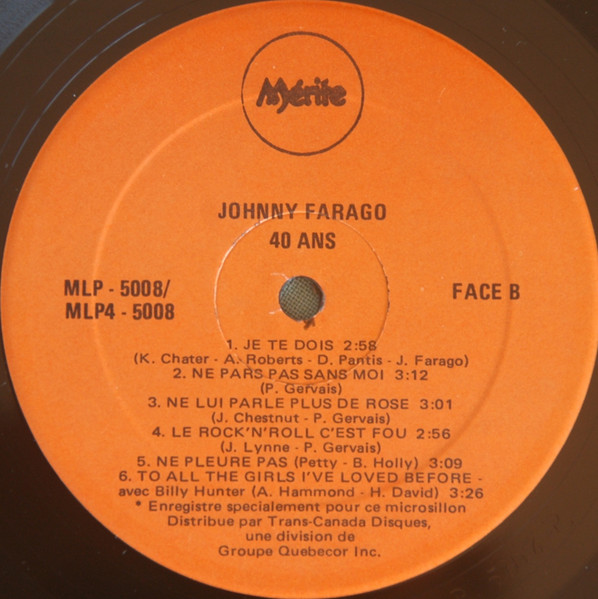 Johnny Farago - 40 ans | Disques Mérite (MLP-5008) - 4 Johnny Farago - 40 ans | Disques Mérite (MLP-5008) - 4