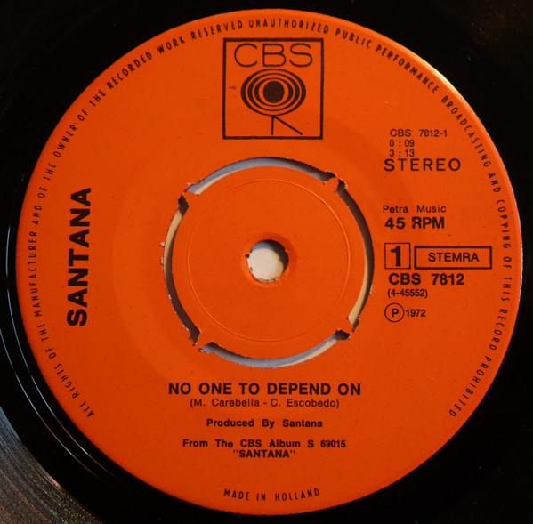 Santana - No One To Depend On / Taboo | CBS (7812) - 3 Santana - No One To Depend On / Taboo | CBS (7812) - 3