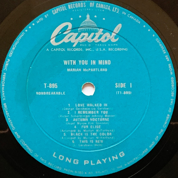 Marian McPartland - With You In Mind | Capitol Records (T895) - 3 Marian McPartland - With You In Mind | Capitol Records (T895) - 3