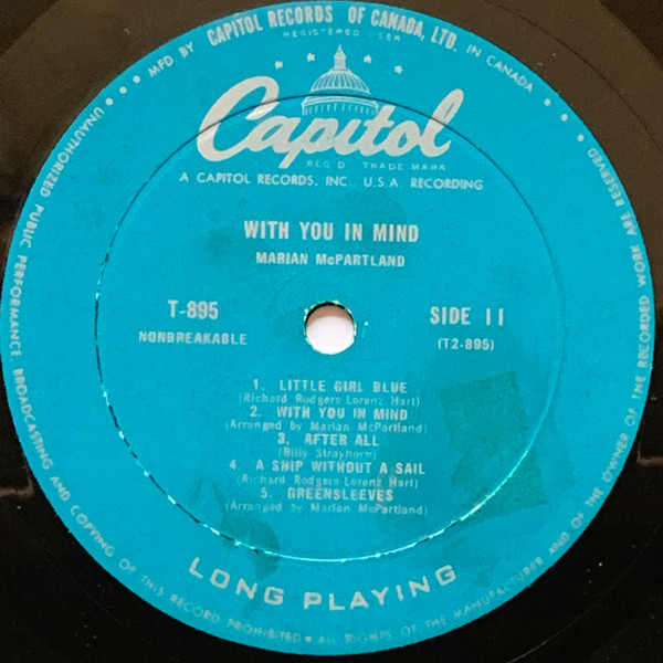 Marian McPartland - With You In Mind | Capitol Records (T895) - 4 Marian McPartland - With You In Mind | Capitol Records (T895) - 4