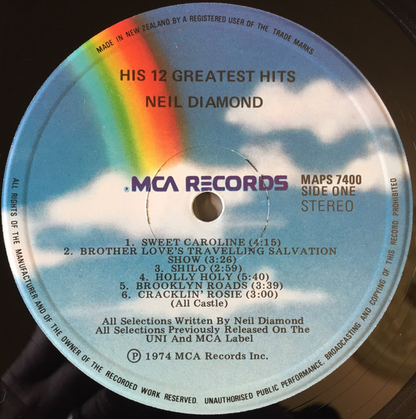 Neil Diamond - His 12 Greatest Hits | MCA Records (MAPS 7400) - 3