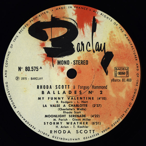 Rhoda Scott - A L'Orgue Hammond - Ballades № 2 | Barclay (80.575) - 3 Rhoda Scott - A L'Orgue Hammond - Ballades № 2 | Barclay (80.575) - 3