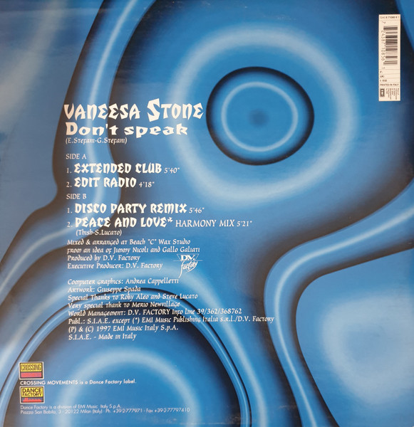 Vanessa Stone - Don't Speak | Crossing Movements (8 71085 6) - 2