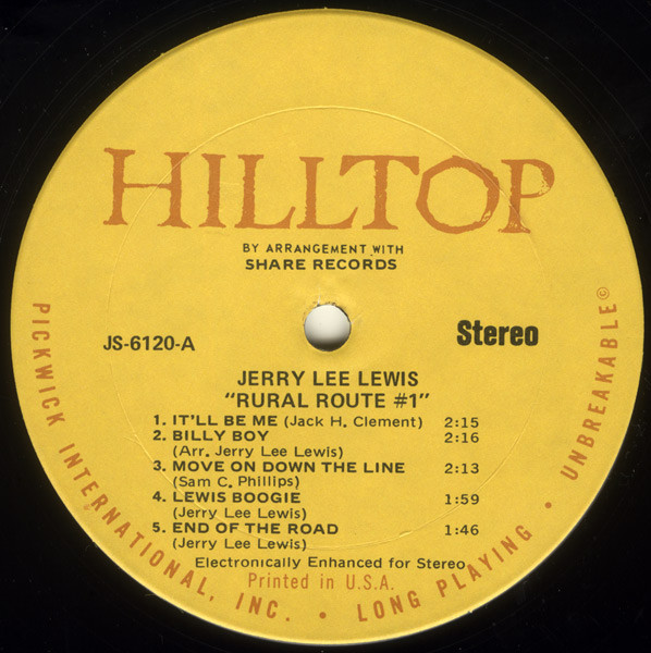 Jerry Lee Lewis - Rural Route #1 | Hilltop (JS-6120) - 3 Jerry Lee Lewis - Rural Route #1 | Hilltop (JS-6120) - 3