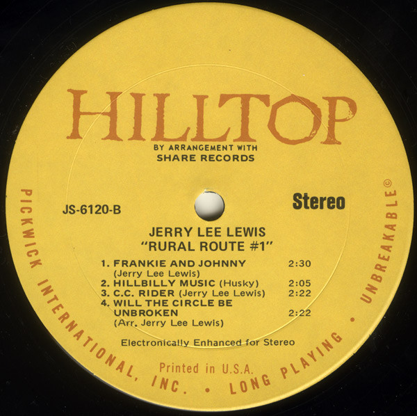 Jerry Lee Lewis - Rural Route #1 | Hilltop (JS-6120) - 4 Jerry Lee Lewis - Rural Route #1 | Hilltop (JS-6120) - 4