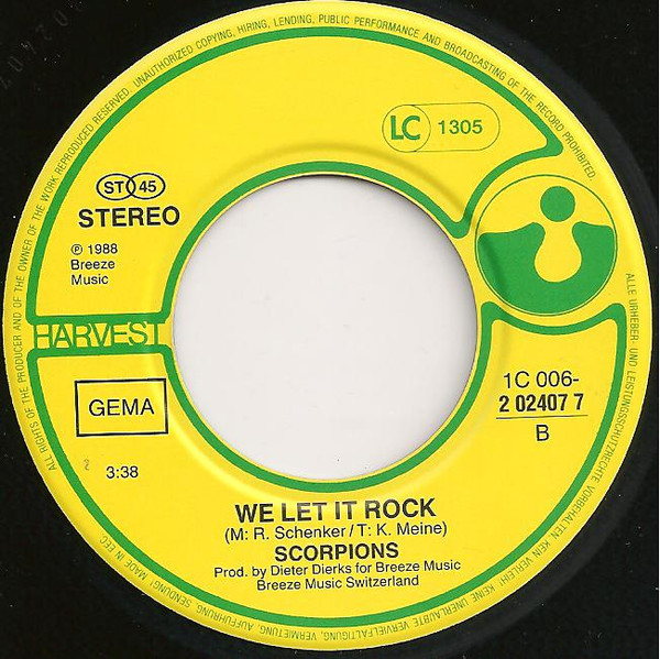 Scorpions - Rhythm Of Love | Harvest (1C 006 2 02407 7) - 4