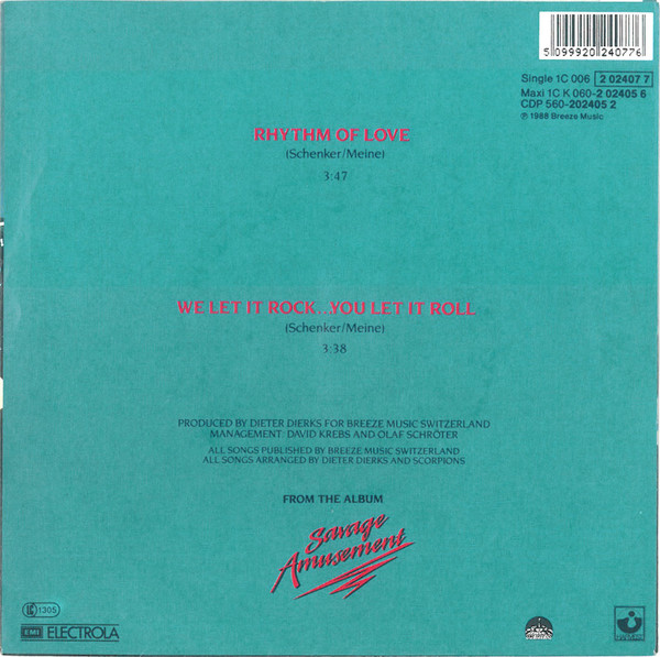 Scorpions - Rhythm Of Love | Harvest (1C 006 2 02407 7) - 2