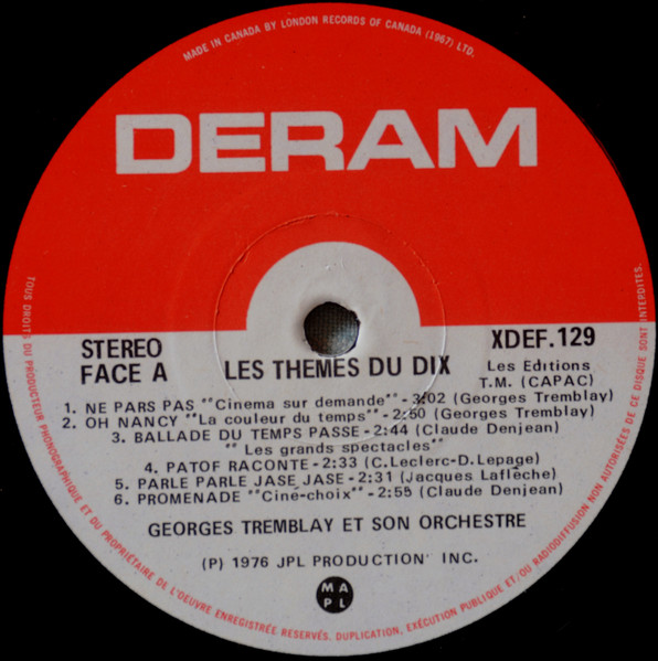 Georges Tremblay - Les Thèmes Du 10 | Deram (XDEF-129) - 3 Georges Tremblay - Les Thèmes Du 10 | Deram (XDEF-129) - 3