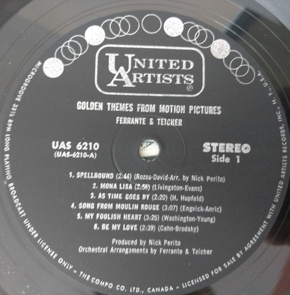 Ferrante & Teicher - Golden Themes From Motion Pictures | United Artists Records (UAS 6210) - 2