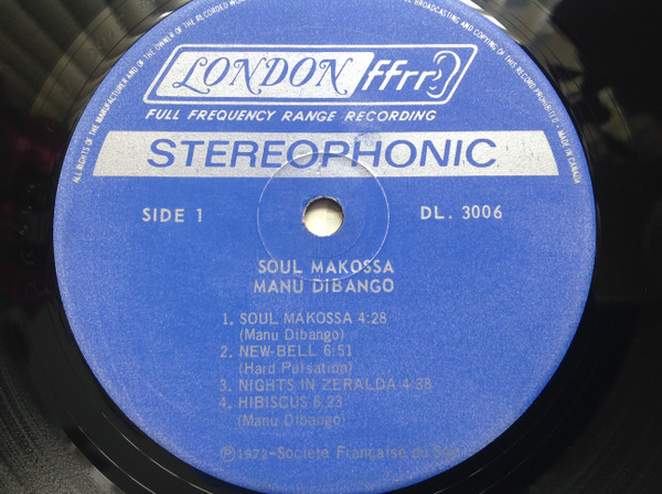 Manu Dibango - O Boso (Soul Makossa) [Vinyl] | London Records (DL 3006) - 3