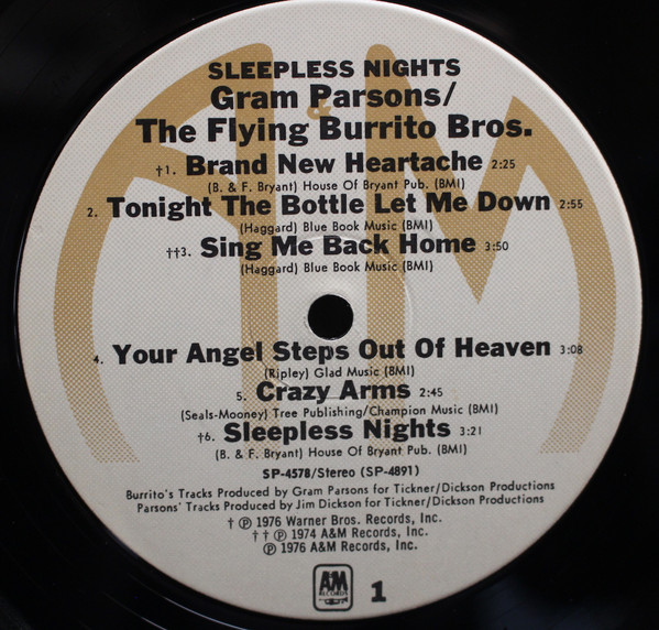 Gram Parsons / The Flying Burrito Bros - Sleepless Nights | A&M Records (SP 4578) - 3 Gram Parsons / The Flying Burrito Bros - Sleepless Nights | A&M Records (SP 4578) - 3