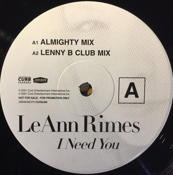 LeAnn Rimes - I Need You | Curb Records (CUXDJ60) - main