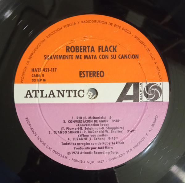 Roberta Flack - Suavemente Me Mata Con Su Canción | Atlantic (HATS 421-117) - 3 Roberta Flack - Suavemente Me Mata Con Su Canción | Atlantic (HATS 421-117) - 3