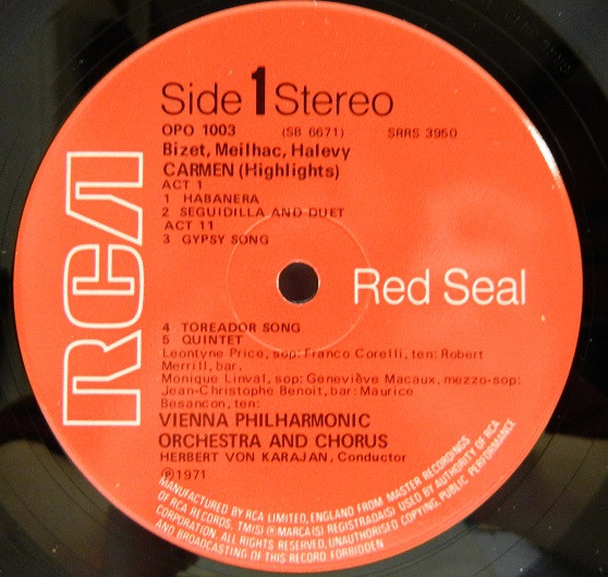 Georges Bizet - Highlights from Carmen / Aida | RCA Red Seal (OPO 1003) - 3