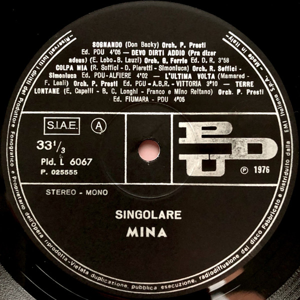 Mina - Singolare | PDU (Pld. L 6067) - 3 Mina - Singolare | PDU (Pld. L 6067) - 3