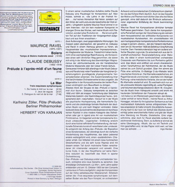 Maurice Ravel , Claude Debussy , Berliner Philharmoniker · Herbert von Karajan - Ravel: Bolero · Debussy: La Mer · Prèlude À L'Après-midi D'Un Faune | Deutsche Grammophon (2535 351) - 2 Maurice Ravel , Claude Debussy , Berliner Philharmoniker · Herbert von Karajan - Ravel: Bolero · Debussy: La Mer · Prèlude À L'Après-midi D'Un Faune | Deutsche Grammophon (2535 351) - 2