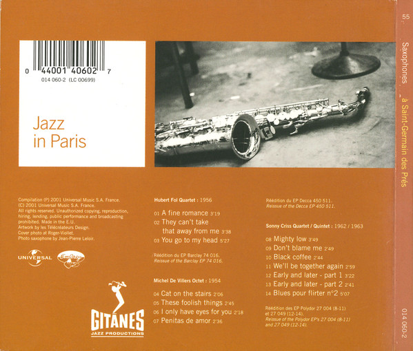 Various - Saxophones À Saint-Germain Des Prés | Gitanes Jazz Productions (014 060-2) - 2